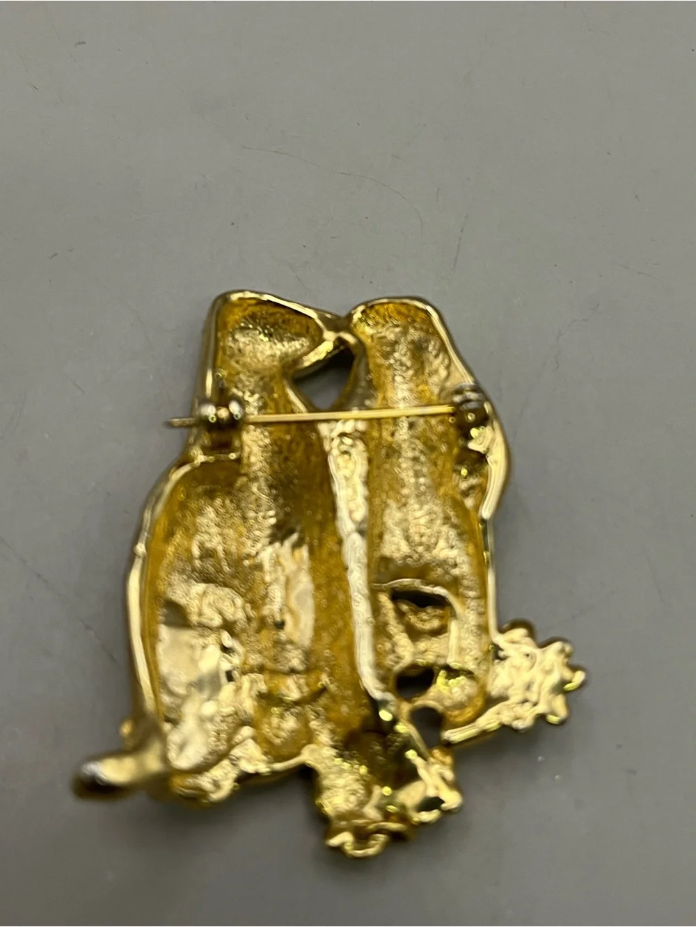 Vintage Gold Tone Kissing Dogs Puppy Love Brooch Pin | Dog Lovers Gift